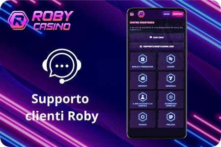Il nostro supporto clienti disponibile 24 ore su 24 su Roby Casino
