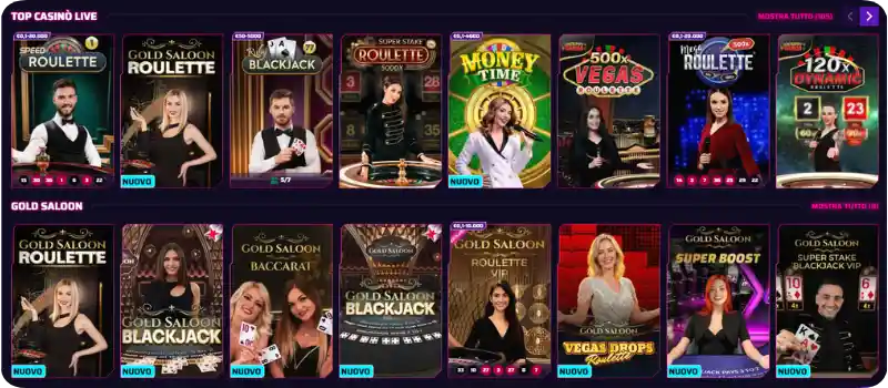 Tavoli live con croupier reali su Roby Casino