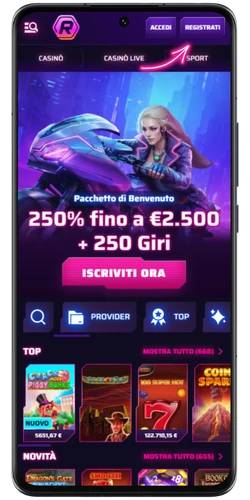 La nostra homepage con bonus di benvenuto